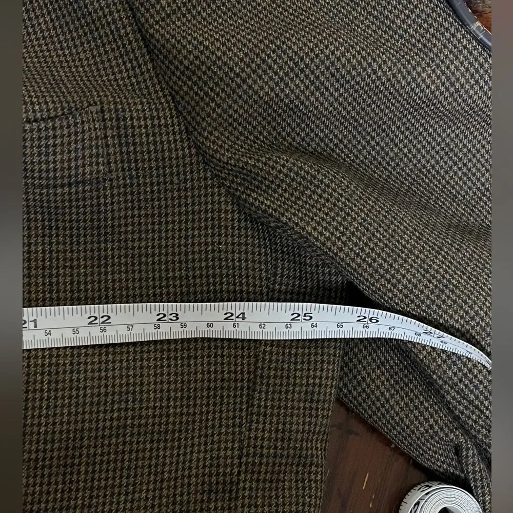 Joseph & Feiss Gold 100% Wool Houndstooth Blazer Suit Jacket 52R 52